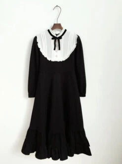 Black Cotton Classic Lolita Long Sleeve Dress -MIMY Lolita Shop 7 500x672 264