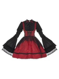 Court Style Retro Fishbone Breast Support Three-Dimensional Jacquard Long Sleeve Gothic Lolita Dress -MIMY Lolita Shop 7 500x672 27