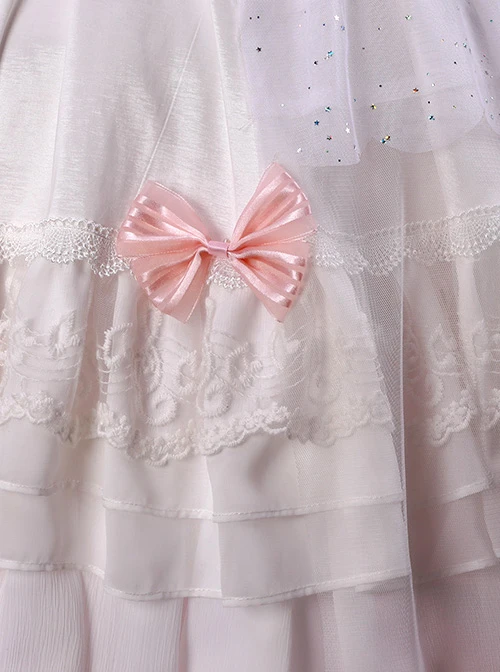 Elegant Pink Bowknot White Classic Lolita Wedding Dress 3 Elegant Pink Bowknot White Classic Lolita Wedding Dress
