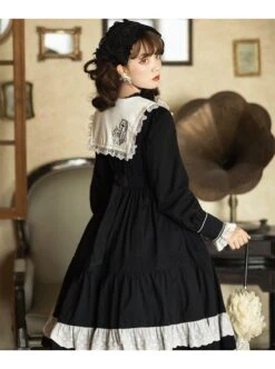 Cross Temple Series OP Pure Color Cotton Halloween Simplicity Gothic Lolita Black Long Sleeve Dress -MIMY Lolita Shop 7 500x672 28