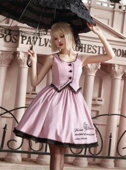 Bach Old Testament Series Pure Color Love Button Retro Polka Dot Top Embroidered Hem Classic Lolita Sleeveless Dress Set -MIMY Lolita Shop 7 500x672 338
