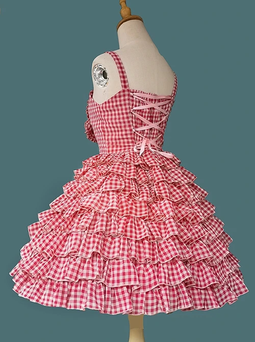 Multi-Layered Cake Skirt Series Bowknot Decoration Plaid Print Daily All-Match Classic Lolita Sleeveless Dress 9 Multi-Layered Cake Skirt Series Bowknot Decoration Plaid Print Daily All-Match Classic Lolita Sleeveless Dress - Image 7