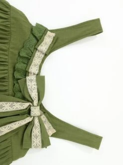 Forest Style Leaf Lace Ruffles Bowknot Sweet Retro Doll Classic Lolita Green Suspender Dress Short Sleeves Shirt Set -MIMY Lolita Shop 7 500x672 357