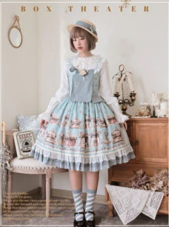 Box Theater Series JSK Printing Embroidery Normal Waist Classic Lolita Sling Dress -MIMY Lolita Shop 7 500x672 359