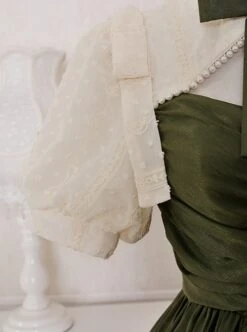 Love And Poetry Series Elegant Daily Fake Two Piece Puff Sleeve Stand Collar Cutout Design Classic Lolita Short Sleeve Dress -MIMY Lolita Shop 7 500x672 372