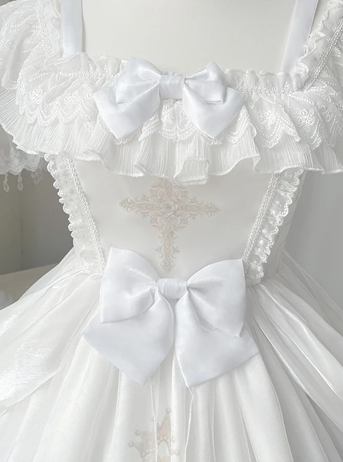 Swan Dream Series Noble White Blue Gradient Elegant Fairy Transparent Tulle Swan Lake Print Classic Lolita Sleeveless Dress 7 Swan Dream Series Noble White Blue Gradient Elegant Fairy Transparent Tulle Swan Lake Print Classic Lolita Sleeveless Dress - Image 5