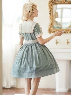 August Night Series Pure Color OP Sailor Collar Lace Cuff Classic Lolita Short Sleeve Dress Set 19 August Night Series Pure Color OP Sailor Collar Lace Cuff Classic Lolita Short Sleeve Dress Set -MIMY Lolita Shop 7 500x672 388
