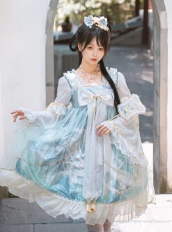 Chinese Style Red-crowned Crane Printing Classic Lolita Long Sleeve Dress -MIMY Lolita Shop 7 500x672 393