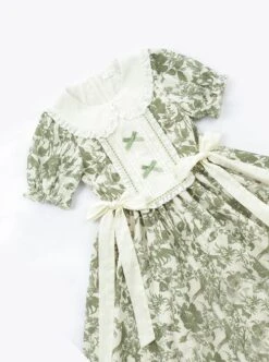 Secret Garden Series Elegant Fresh Doll Collar Bowknot Decorated Green Plant Printed Ruffle Hem Classic Lolita Puff Sleeve Dress 15 Secret Garden Series Elegant Fresh Doll Collar Bowknot Decorated Green Plant Printed Ruffle Hem Classic Lolita Puff Sleeve Dress -MIMY Lolita Shop 7 500x672 394