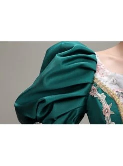 Dark Green Puff Mid-length Sleeve Lace Party Retro Court Lolita Prom Dress -MIMY Lolita Shop 7 500x672 469