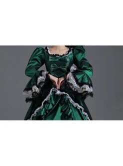 Klein Blue Retro Style Square Collar Chest Bowknot Black-white Lace Long Sleeve Court Prom Lolita Dress -MIMY Lolita Shop 7 500x672 470