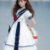 Navy Style Stripe Navy Collar Bow-Knot Detachable School Lolita Short Sleeve Dress -MIMY Lolita Shop 7 500x672 499