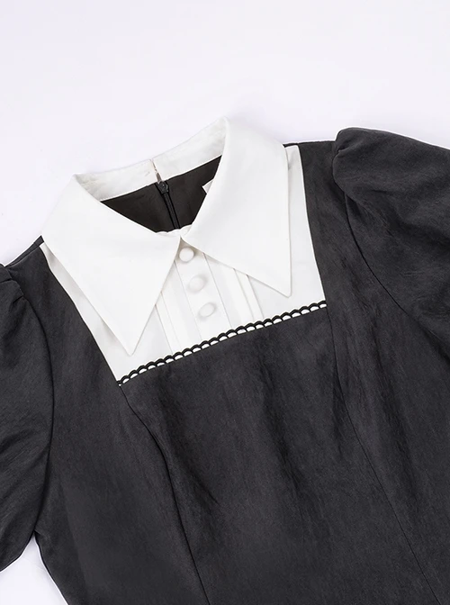 Redemption Cross Series Gothic Lolita Bat Necklace Nun Style Black Holiness Puff Long Sleeve Dress 5 Redemption Cross Series Gothic Lolita Bat Necklace Nun Style Black Holiness Puff Long Sleeve Dress - Image 3