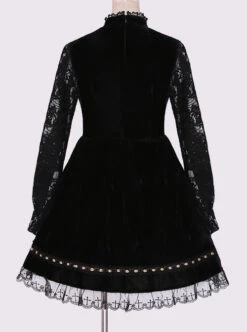 Crucifix Embroidery Lace Velvet Retro Gothic Lolita Dress -MIMY Lolita Shop 7 500x672 65