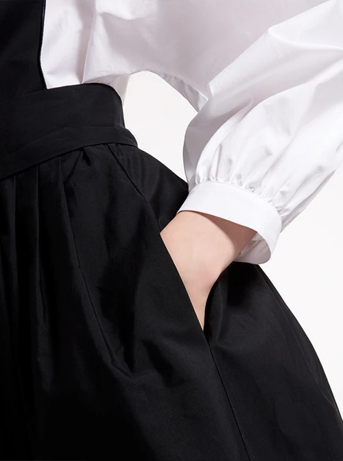 Black And White Cotton Long Sleeve Gothic Lolita Dress 4 Black And White Cotton Long Sleeve Gothic Lolita Dress - Image 2