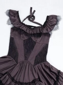 Silent Melody Series Ballet Style Pure Color Backless Elegant Lace Stitching Gothic Lolita Short Sleeve Dress -MIMY Lolita Shop 7 500x672 68