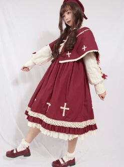 Crucifix Choir Series Sweet Lolita Long Sleeve Dress And Cloak Set -MIMY Lolita Shop 8 500x672 103