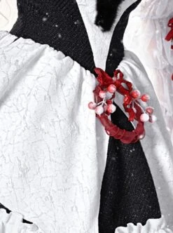 Winter Carol Series Gothic Christmas Plush V-Neck Tube Top Design Sharp Corner Hem Plush Ball Decoration Gothic Lolita Sleeveless Dress Set -MIMY Lolita Shop 8 500x672 12