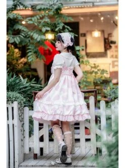 Ranch Story Series JSK Cute Cat Paw Printing Sweet Lolita Multicolor Sling Dress -MIMY Lolita Shop 8 500x672 135