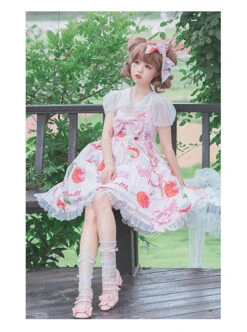 Lychee First Aid Kit Series JSK Sweet Lolita Pink Sling Dress -MIMY Lolita Shop 8 500x672 138