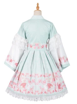 Cherry Blossom Festival Series JSK Printing Light Green Japanese Style Sweet Lolita Sling Dress With The Thin Coat -MIMY Lolita Shop 8 500x672 139