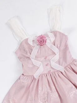 Throbbing Series Rose Print Cute Girly Pink Bud Summer Sweet Lolita Sleeveless Dress -MIMY Lolita Shop 8 500x672 143