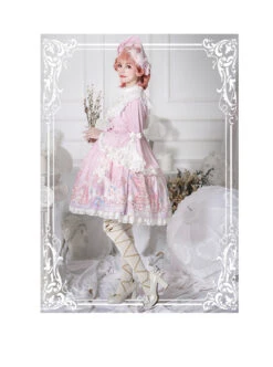 November's Ode Series OP Cute Printing Sweet Lolita Trumpet Sleeve Dress -MIMY Lolita Shop 8 500x672 180