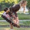 Christmas Bear Series OP Cute Printing Plush Ball Ruffle Pointed Collar Sweet Lolita Brown Long Sleeve Dress