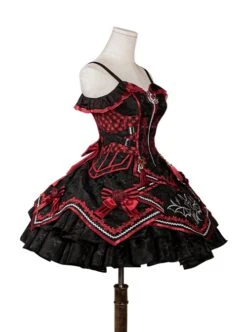Black-Red Gorgeous Embroidered Jacquard Bat Detachable Tassel Bowknot Lacing Halloween Gothic Lolita Sleeveless Dress -MIMY Lolita Shop 8 500x672 27