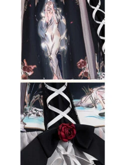 Narkissos Series Printing Retro Black Classic Lolita Short Sleeve Dress -MIMY Lolita Shop 8 500x672 277