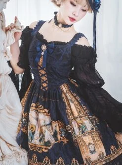 Prophetic Poem Series Multicolor Vintage Cotton Print JSK Classic Lolita Sleeveless Dress -MIMY Lolita Shop 8 500x672 289