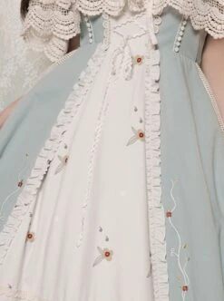 Vintage Gentle Rustic Style Square Neck Lace Decoration Flower Vines Embroidered Front Short Back Long Hem Classic Lolita Sleeveless Dress Set -MIMY Lolita Shop 8 500x672 301