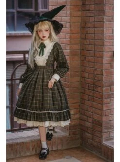 Elegant Vintage Check Woolen Fabric Ruched Ruffled Lace Trim White Lace Jacquard V Neckline Classic Lolita Long Sleeve Dress 15 Elegant Vintage Check Woolen Fabric Ruched Ruffled Lace Trim White Lace Jacquard V Neckline Classic Lolita Long Sleeve Dress -MIMY Lolita Shop 8 500x672 302