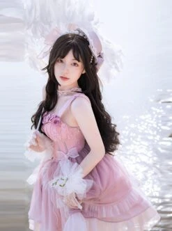 Rose Waltzes Series Pink Elegant Stereoscopic Rose Decoration Pink Gradient Hem Design Classic Lolita Sleeveless Dress -MIMY Lolita Shop 8 500x672 304