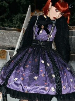 Sweet Cool Girly Halloween Clown Print Spider Web Decoration Lace Gothic Lolita Sleeveless Dress -MIMY Lolita Shop 8 500x672 31