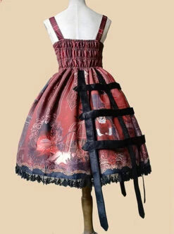 Midnight Magic Series Gothic Style Graphic Print Decoration Personalized Pendant Cloth Strip Lolita Slip Dress -MIMY Lolita Shop 8 500x672 32