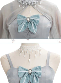 Gray Blue Chiffon Elegant JSK Classic Lolita High Waist Long Style Dress -MIMY Lolita Shop 8 500x672 320