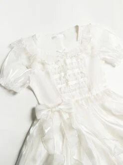 Fairy Summer White Mesh Yarn Flower Wedding Classic Lolita Puff Sleeves Bowknot Doll Collar Dress -MIMY Lolita Shop 8 500x672 328