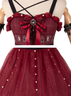 The Split Love Series Rose Gothic Lolita Red Sling Dress -MIMY Lolita Shop 8 500x672 37