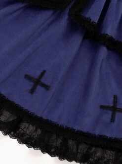 Cycle Series Klein Blue Velvet Halloween Cross Lace Gothic Lolita Short Sleeve Dress -MIMY Lolita Shop 8 500x672 49