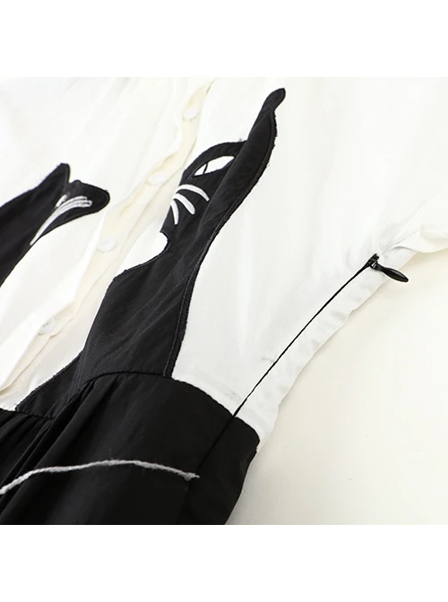 Black And White Cotton Long Sleeve Gothic Lolita Dress 8 Black And White Cotton Long Sleeve Gothic Lolita Dress - Image 6