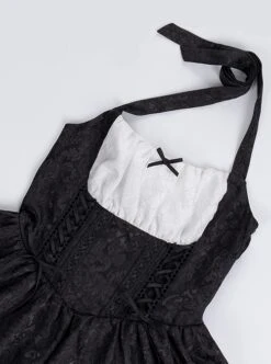 Swan Dirge Series Elegant Jacquard Lace-Up Halterneck Petal Hem Design Gothic Lolita Sleeveless Dress 13 Swan Dirge Series Elegant Jacquard Lace-Up Halterneck Petal Hem Design Gothic Lolita Sleeveless Dress -MIMY Lolita Shop 8 500x672 63