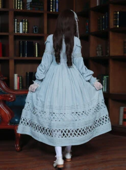 Lovely Long Sleeves Red Bow Cotton Lolita Dress -MIMY Lolita Shop 8 500x672 72