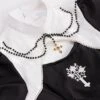 Undead Prayer Series Nun Style Black-White Cross Embroidered Fishtail Skirt Lace Cover Skirt Gothic Lolita Short-Sleeved Dress -MIMY Lolita Shop 8 500x672 81