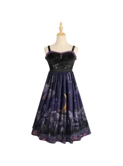 Witch Small Town Series JSK Design 2 Halloween Black Retro Gothic Lolita Sling Dress -MIMY Lolita Shop 8 500x672 82