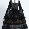 Day Night Light Series Gorgeous Noble Elegant Palace Style Dark Black Gothic Lolita Black Wedding Dress Veil Full Set -MIMY Lolita Shop 9 500x672 14