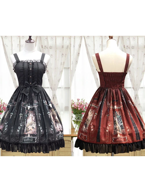 Old Castle Elves Series Retro High Waist Lolita Sling Dress 11 Old Castle Elves Series Retro High Waist Lolita Sling Dress - Image 9