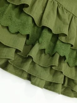 Forest Style Leaf Lace Ruffles Bowknot Sweet Retro Doll Classic Lolita Green Suspender Dress Short Sleeves Shirt Set -MIMY Lolita Shop 9 500x672 189