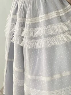 Shell Wind Chime Series Elegant Square Neck Lily-Of-The-Valley Embroidered Polka Dot Yarn Hem Classic Lolita Short-Sleeved Dress -MIMY Lolita Shop 9 500x672 194
