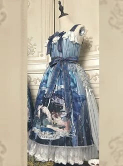 Eco's Voice Series Retro Palace Tea Party Myth Messenger Printing Ribbon Belt Classic Lolita Sleeveless Dress -MIMY Lolita Shop 9 500x672 201